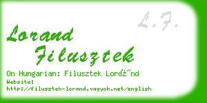lorand filusztek business card